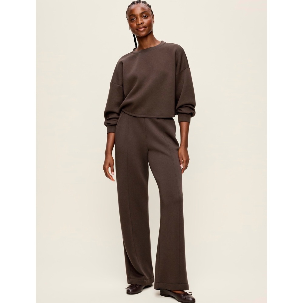 Old Navy Women Brown High-Waisted Bounce Fleece Wide-Leg Sweatpants M 583468
